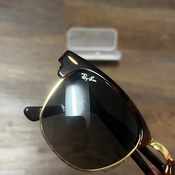 Ray-Ban Clubmaster Sunglasses - Tortoise On Gold - like new ray bans 49-21 - Picture 5 of 8